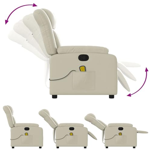 Gecheer Massagesessel mit Relaxfunktion, Kunstleder, Creme, Sessel Wohnzimmer Fernsehsessel Liegesessel für Entspannung Homeoffice Leseecke3206241 – Bild 6