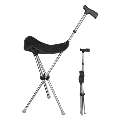 Canne pour marcher avec siège : bâton pliable avec siège...