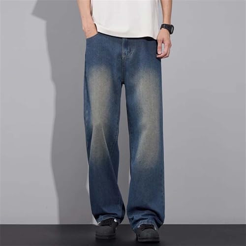 Men's Loose Wide Straight Jeans Vintage Elastic Waist Wash Baggy Denim Pants Streetwear2