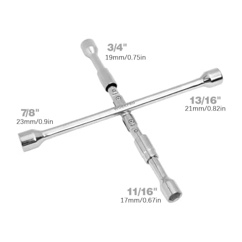 Clé à molette 4 voies outil démontage écrou de roue pliable - 6
