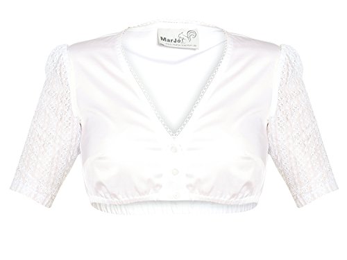 MarJo Dirndlbluse Bärbel Vida weiß Spitzenbluse Vintage halbarm (weiß,...