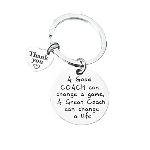 Coach Thank You Appreciation Gifts Keychain for Women Men A Good Coach Can Change A Game Keyrings for Coach Coaches Retirement Gift for Football Volleyball Basketball Coach, Schlüsselanhänger, Small Cover