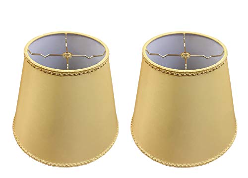 Flash Deals - 80% OFF Royal Designs, Inc. Set of 2 Designer Empire Hardback Lamp Shades with Top and Bottom Trim, Antique Gold, Spider Fitter, 8" x 14" x 11"