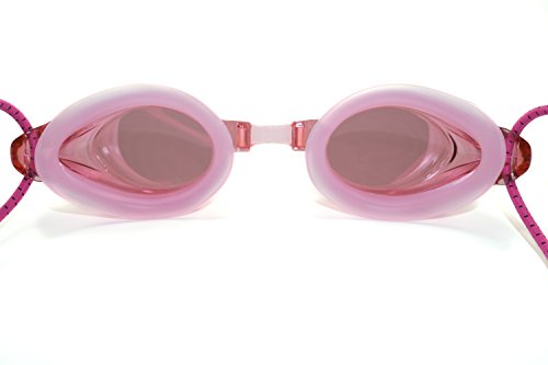Image of Anti Fog Racing Swimming Goggles with Quick Adjust Bungee Strap (Pink Mirrored)