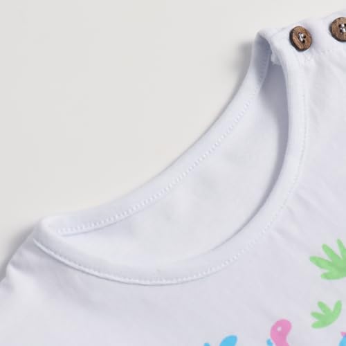 Toddler Girls’ Dinosaur Print Summer T-Shirts Cute Cartoon Short Sleeve Tops for Kids3