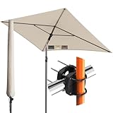 Menz Sonnenschirm Balkon - 3-IN-1 Sonnenschutz Balkon SET, UPF 50+ Sonnenschirm rechteckig 200 x 125cm + Sonnenschirmhalter Balkongeländer + Sonnenschirmhülle