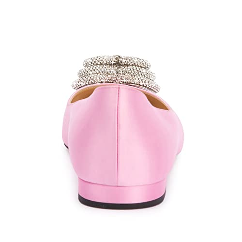 Arqa Triple Rhinestone Heart Patent Leather Ballet Flats Slip-on Pointed Toe Low Heels for Women3