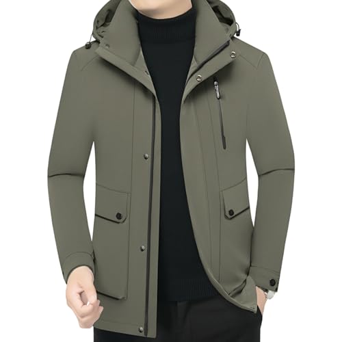 Veste d'hiver homme mûr à capuche épaisse de qualité supérieure et finitions soignées