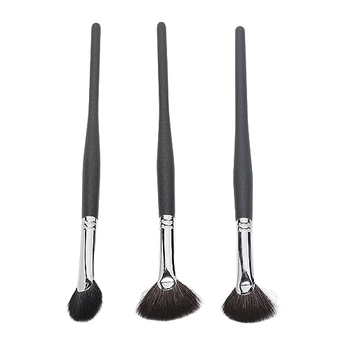 YUANKEECE Juego de brochas resaltadoras para Maquillaje Profesional, cerdas delicadas con Fuerte Poder de Agarre de Polvo, Incluye 3 Formas, brochas pequeñas, Grandes y oblicuas