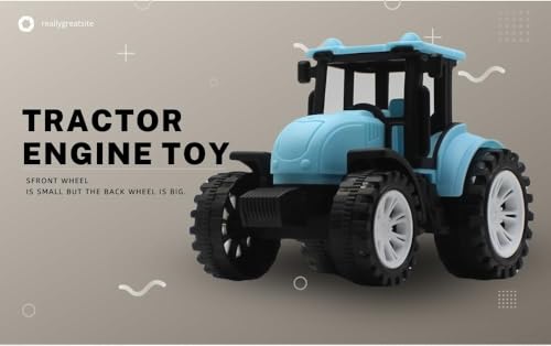 Image of Friction Powered Farm Tractor Toy for Kids Toddlers Boys Girls | Pull Back Medium Tractor Engine Vehicle Toy | Agriculture Tractor Toy Age 3+ | BIS Certified | Made in India | NeoKiddo (Sky Blue)