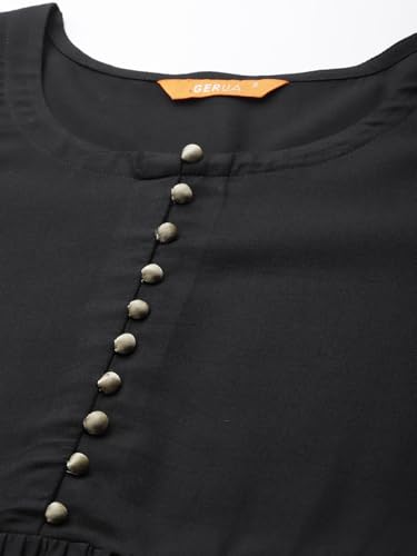 Image of Gerua By Libas Printed Viscose Anarkali Kurta With Trouser and Dupatta