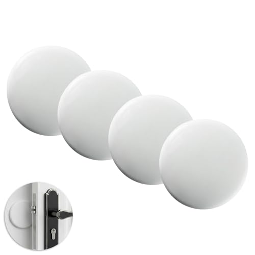 Door Stoppers - 3.15" Round 4PCS Door Knob Wall Protector, Self Adhesive White Wall Protector, Shock Absorbent Quiet Door Knob Stoppers, Prevents Bumpers/Scratches