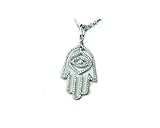 I.D Jewelry 0.23CT F SI 18K White Gold Micro Pave Diamond Hamsa Pendant