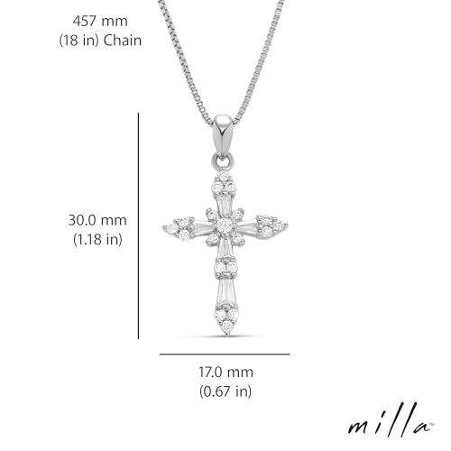 Milla 14K Gold Plated Cross Necklace for Women, Silver Cross Necklaces for Women, 18 inches Chain with Cross Pendant3