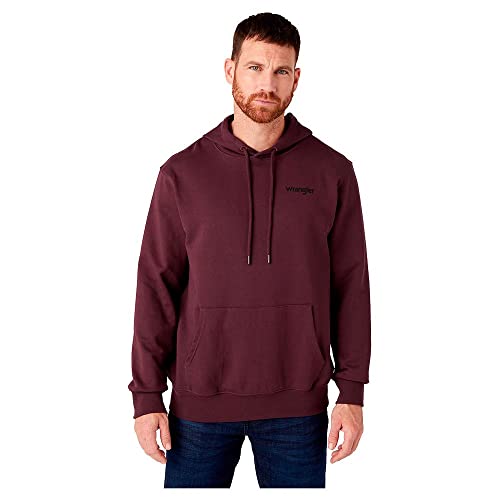 Wrangler Men's Graphic Hoodie Hooded Sweatshirt, AUBERGINE, X-Large