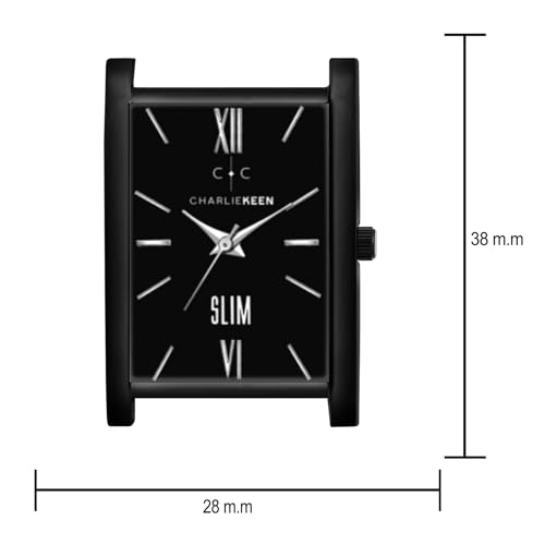 Image of CHARLIEKEEN Slim Analogue Watch, Black Dial, Leather Strap