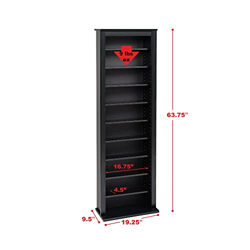 Image of Prepac Narrow Cabinet Media Storage, Slim Barrister Tower, Black