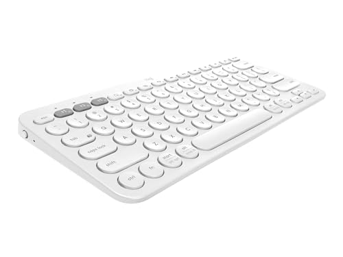 Logitech Tastiera wireless multidispositivo K380 per Windows, Apple, iOS, Android, Chrome, layout QWERTZ tedesco, bianca