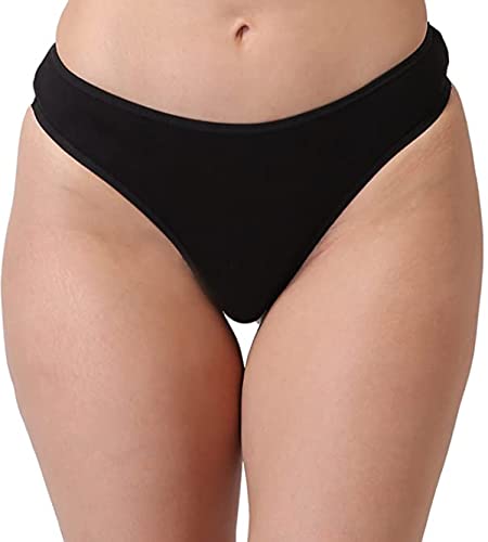 Image of pavvoin Women's Plain Cotton Blend Thong mid Rise Panty
