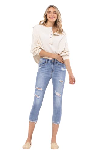 Judy Blue 'Fiercely Bella Boutique Mid-Rise Destroyed Skinny Capri