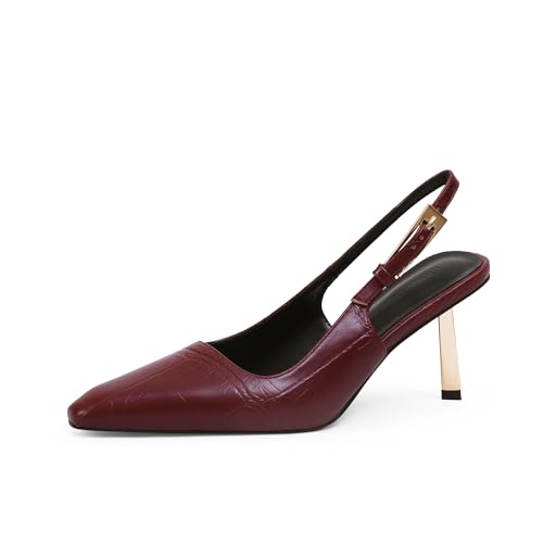 Image of iiimmu Slingback Heels for Women 3.5 in / 4 in Kitten Heel Closed Toe Pumps Dress Shoes