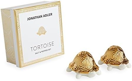 Jonathan Adler Tortoise Salt and Pepper Shaker, One Size, White and Gold
