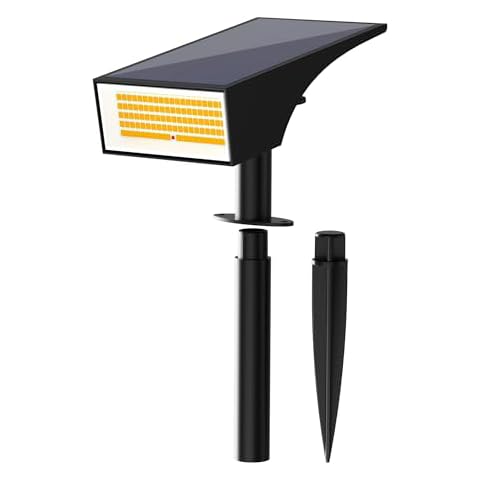 Koicaxy 100 LEDs Solar Spot Lights Outdoor, 4 Lighting Modes Landscape Spotlights, Waterproof IP65, Warm White, 1 Pack Cover