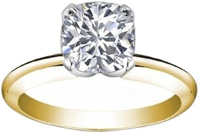 18K Yellow Gold Solitaire Diamond Engagement Ring Cushion Cut K Color VVS2 Clarity 1.2 ctw