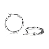 Big Titanium Hoop Earrings for Women, Twist Earrings Hoops with Pure Titanium Push-Backs, Dainty Lig