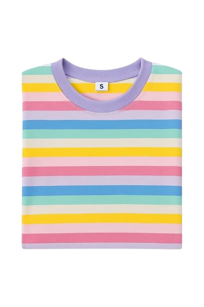 Image of Children's Striped Cotton T-Shirt, Classic Design, Multiple Colors, Age 1-7
