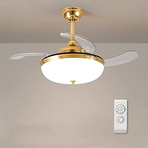 Ventilateur de plafond avec lampe LED moderne et pales rétractables télécommandé - 6