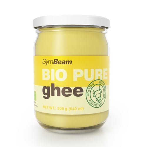 Ghee orgánico GymBeam, sustituto de mantequilla sin lactosa, apto para cocinar, hornear y freír, con sabor a mantequilla, 250 °C, 500 g