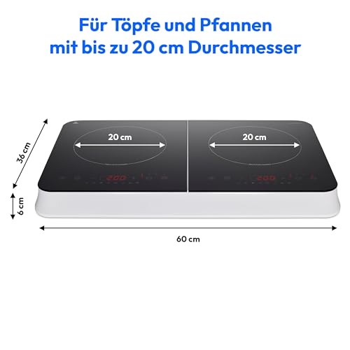 Foto von MEDION Doppel-Induktionskochplatte, 3500 Watt, Zwei Kochplatten, 10 Temperaturstufen, LED Display, MD18493, schwarz