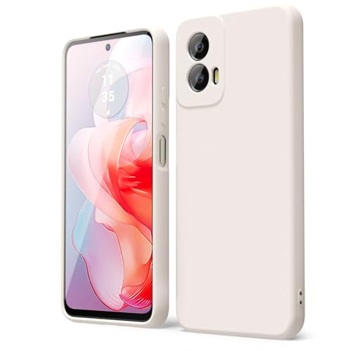 oakxco for Motorola Moto G Power 5G 2024 Phone Case Liquid Silicone, Thin Slim Soft Rubber Gel TPU Plain Simple Cover for Women Girl Cute, Matte Solid Color, Beige Stone Cream
