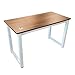 Price comparison product image SuperGift.com Computer Desk, Office Work Desk, Study Desk, Writing Desk, Craft Table, Metal Frame Desks & Workstations for Home Office Bedroom (Walnut)