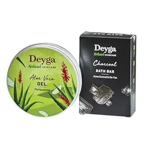 Deyga Clear Skin Combo – Charcoal Bath bar & Aloe vera gel | Deep Cleansing, Acne Control & Hydrating Daily Skincare-image-20