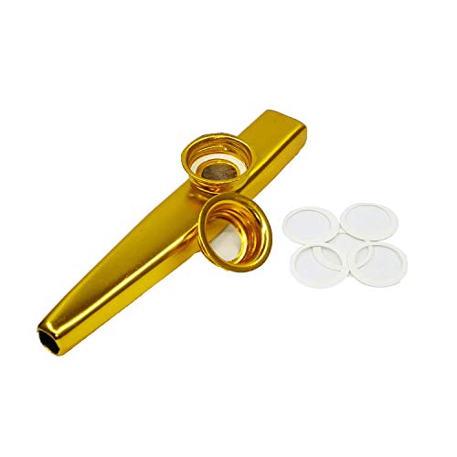 Fartime 2Pcs-Wooden Train Whistle and Gold Kazoo for Music Instrument Gifts Wood Musical Instrument Educational Toys - Thumbnail 3