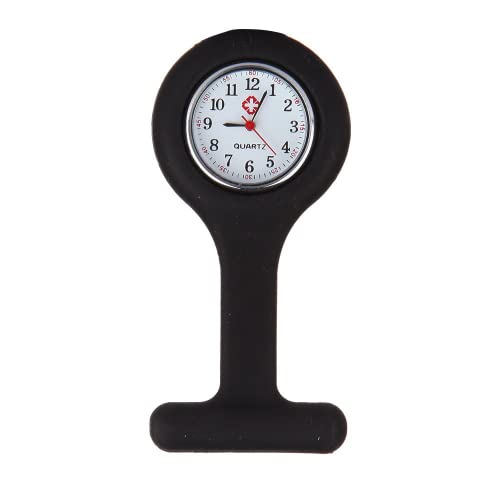 T Tersely Nurse Watch Brooch, Nurse Fob Watches, Silicone Nurse Doctor Brooch Fob Watch Lapel Pin Clip on Hanging Pocket Watch for Men Women,Black