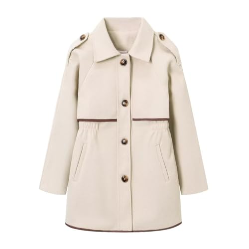 Betusline Girls Wool Dress Coat Kids Fall Winter Warm Lapel Button Jacket Overcoat, 3-12 Years2