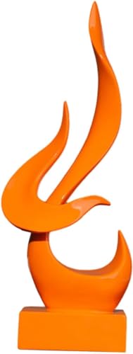 Estatua Abstracta Llama Decorativa en Resina Naranja miniatura 1