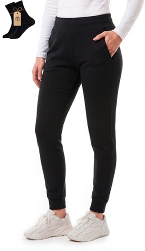 MERINNOVATION Womens Joggers with Pockets - 100% Merino Wool Sweatpants Midweight Wicking Thermal Pants for Running Hiking