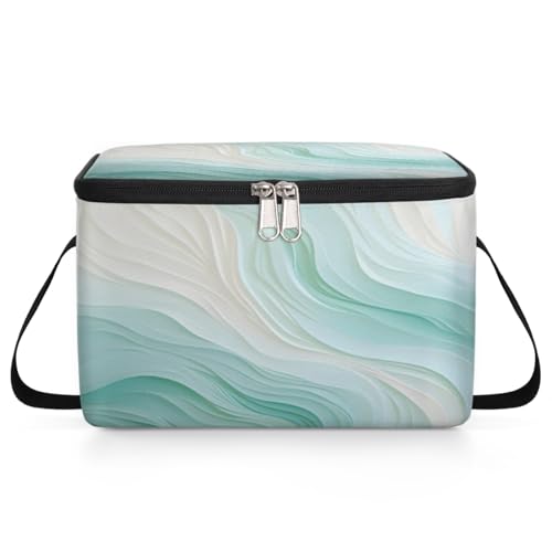GzLeyigou Blue Gradient Lunch Bags for Women Men 9 Cans, Hot & Cold Food Delivery Bag Insulated Grocery Bag Insulated Lunch Box Watercolor Texture Cooler Bag for Office Work Picnic Beach
