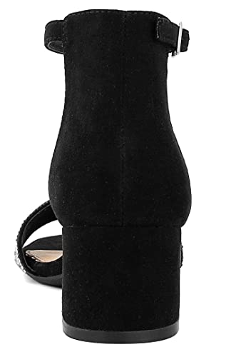 Image of LONDON FOG Women's Nikki Low Two Piece Block Heel Dress Shoe Ladies Ankle Strap Pump Sandal