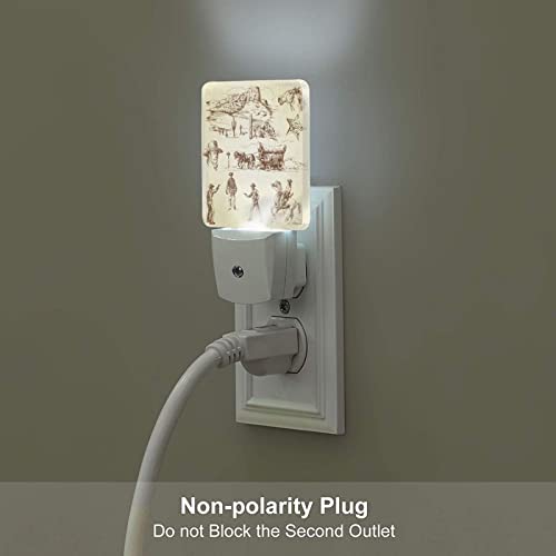 Yobvec Western Night Light For Boys Girls Printed Led Lamp, Night Lights Plug Into Wall For Bedroom, Bathroom, Kitchen 0.5W #TOP3