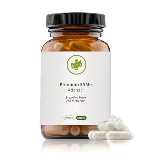 SAMe Kapseln - 60 Stück à 200 mg - aus dem Premiumrohstoff Adonat - S-Adenosyl-Methionin hochrein und vegan - Ohne Gentechnik - ohne Zusätze