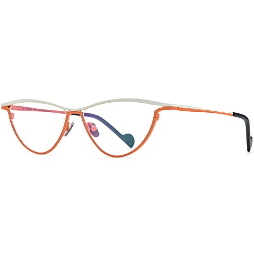 Image of FONEX Colorful Pure Titanium Glasses Frame Women Retro Round Eyeglasses