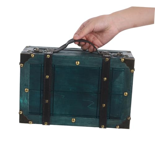 Coffre à bijoux bois vert vintage grande capacité de rangement