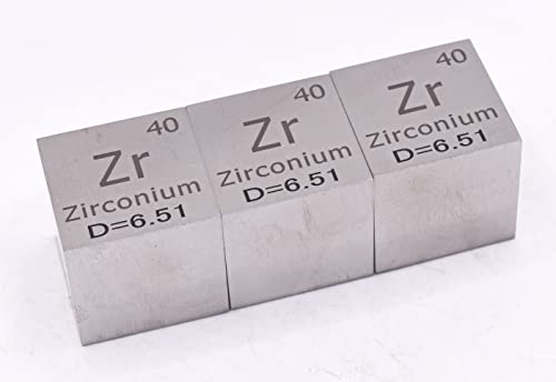 Image of 1 inch 25.4mm Zirconium Metal Cube Zr up to 99.9% Pure Periodic Table Element Engraved Density Collection Science Education Display Block Cube + Acrylic Case Box - 1PC