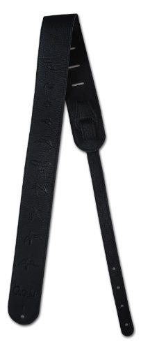 PRS PS de ACC de 3119 piel lisa correa para guitarra con PRS de Birds con relieve, color negro