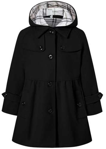 Image of Betusline Girls' Dress Coat, Kids Hoodie Wool Blend Coats Fall Winter Outerwear Peacoat,2-14 Years